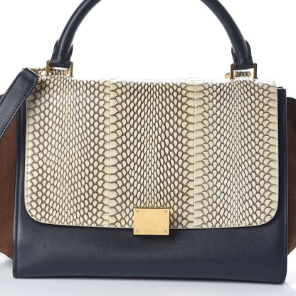 Celine Cobra Calfskin Suede Small Tri-Color Trapeze Natural 7 of 9