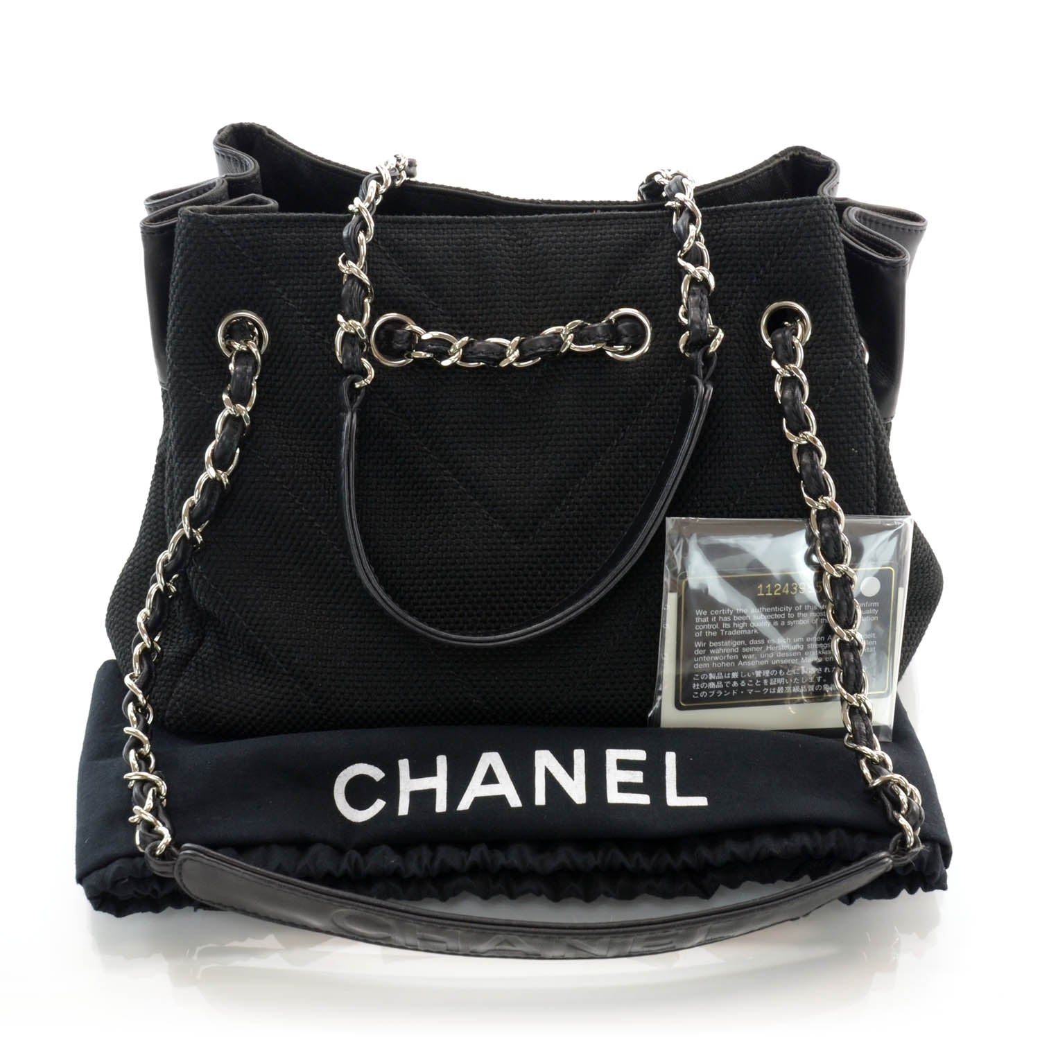 Chanel Canvas Chevron Large Tote Black 3 of 8