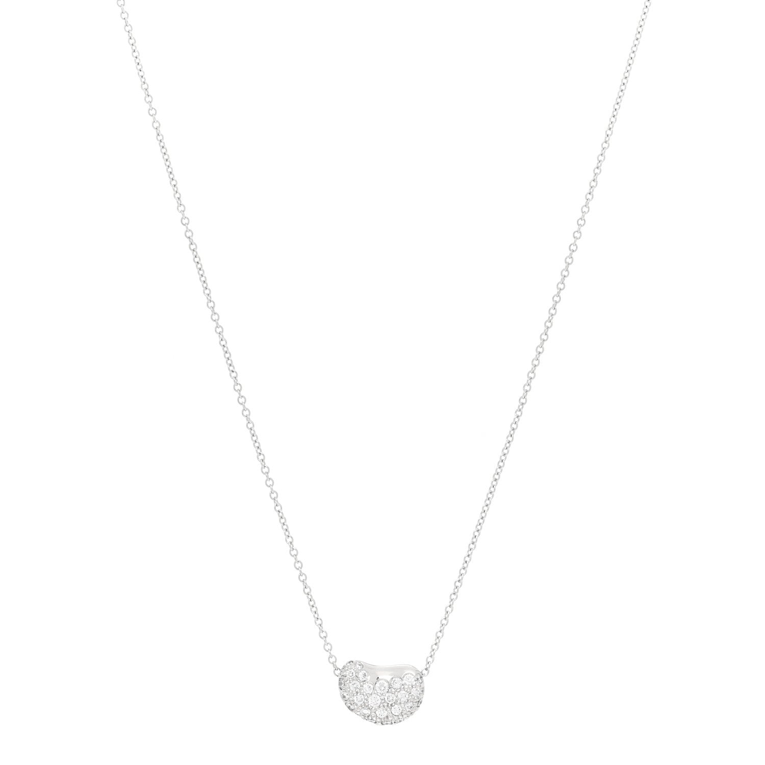 Tiffany Platinum Diamond 11mm Elsa Peretti Bean Pave Pendant Necklace 1 of 6