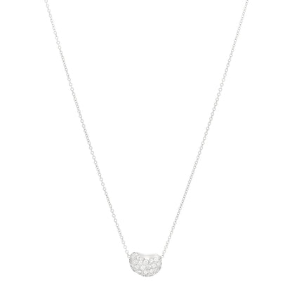 Tiffany Platinum Diamond 11mm Elsa Peretti Bean Pave Pendant Necklace 1 of 6