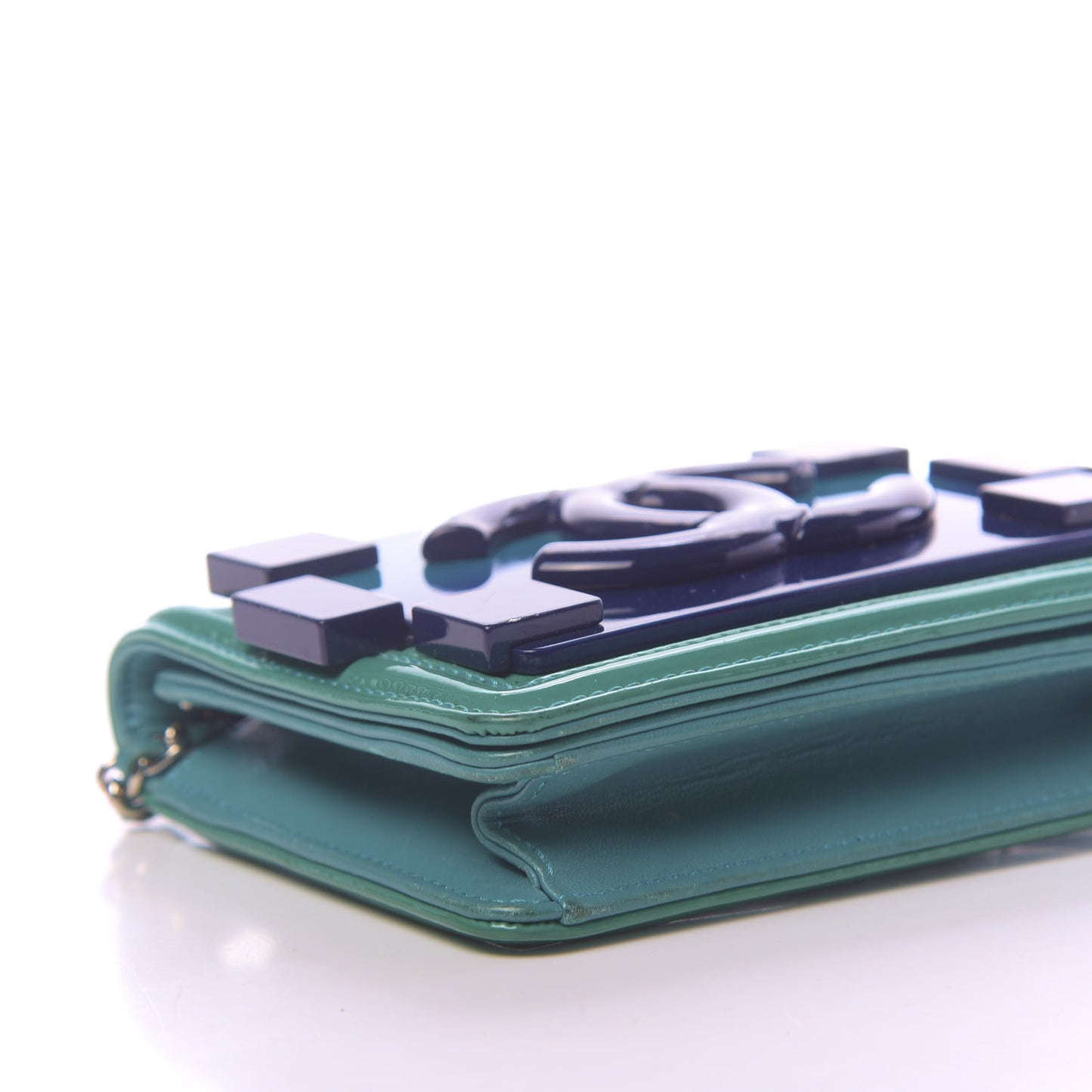 Plexiglass Patent Mini Boy Brick Flap Turquoise Navy