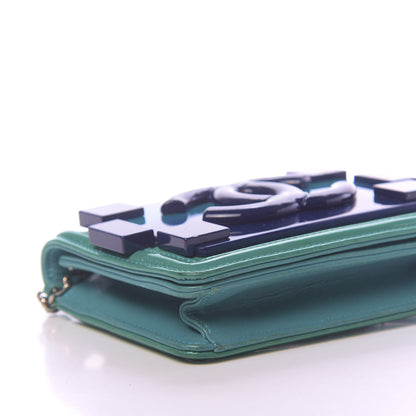 Chanel Plexiglass Patent Mini Boy Brick Flap Turquoise Navy 8 of 11