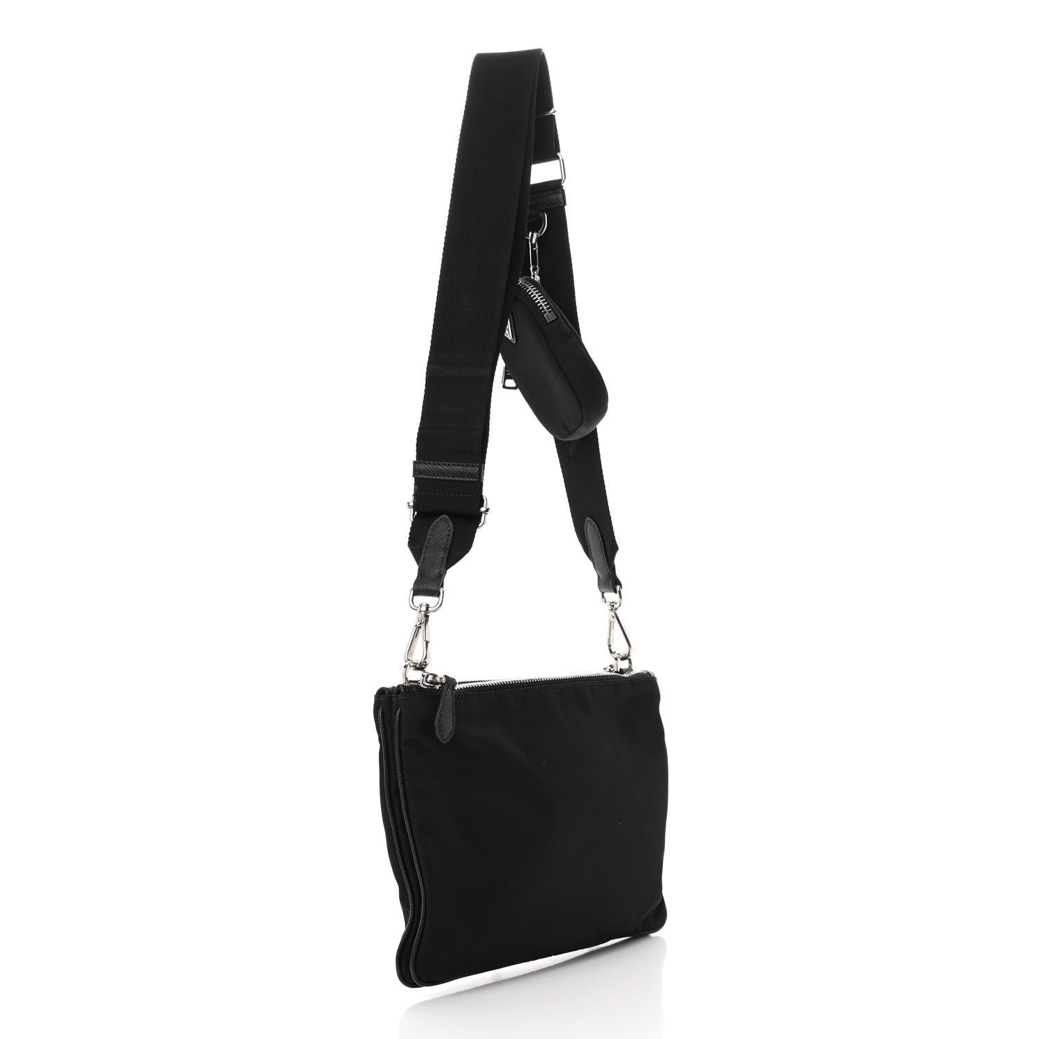 Prada Re-Nylon Saffiano Re-Edition 2000 Double Zip Crossbody Bag Black 3 of 16