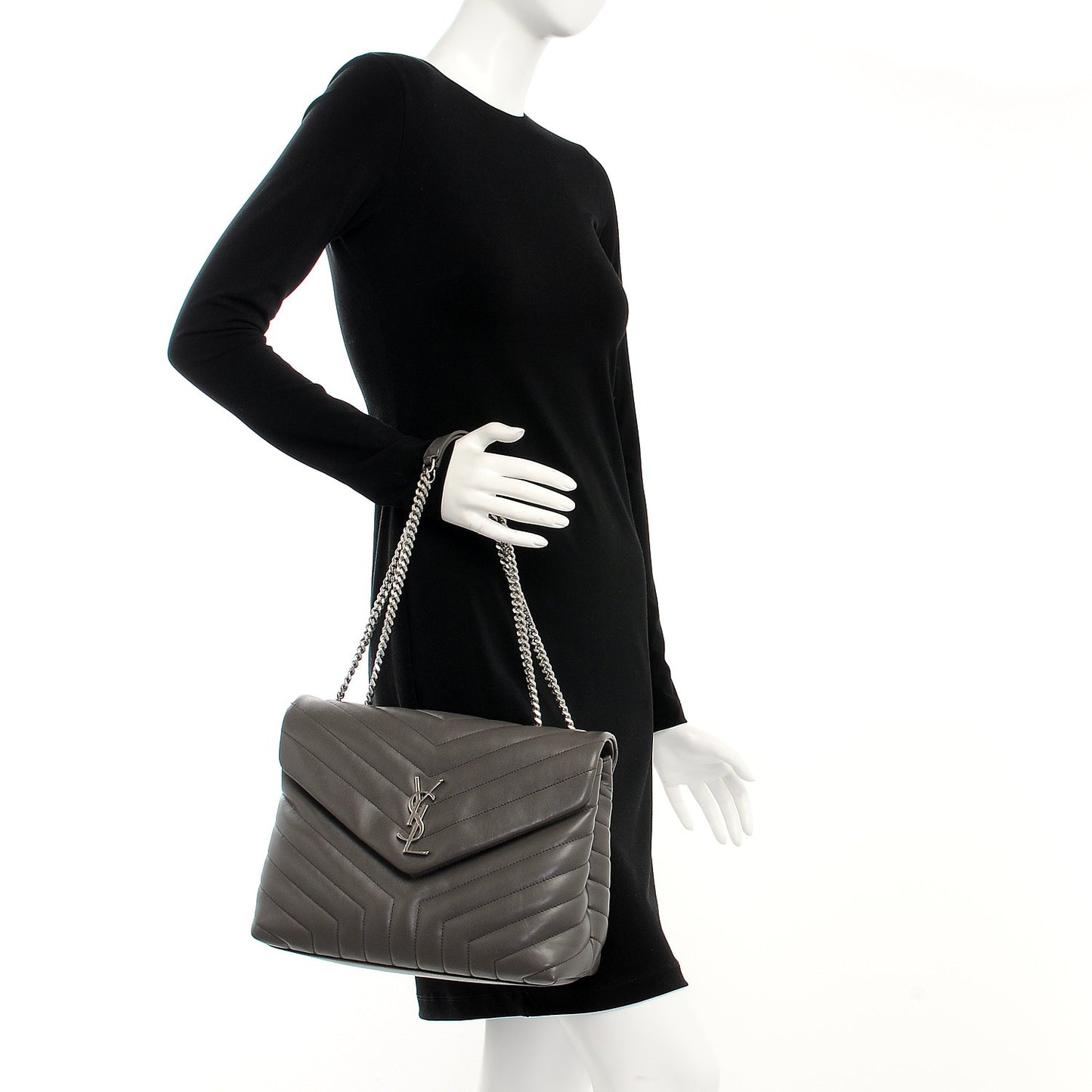 Calfskin Y Quilted Monogram Medium Loulou Chain Satchel Earth