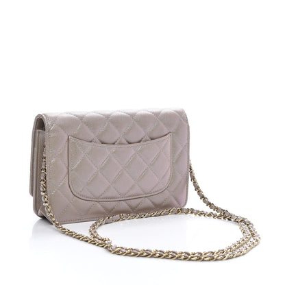 Chanel Iridescent Caviar Quilted Wallet On Chain WOC Beige 3 of 12