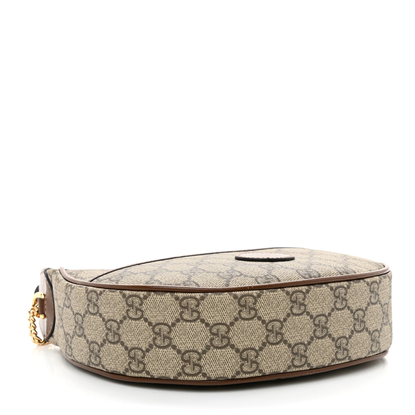 GG Supreme Monogram Azalea Calfskin Mini Retro Interlocking G Half Moon Bag Beige Ebony Brown Sugar