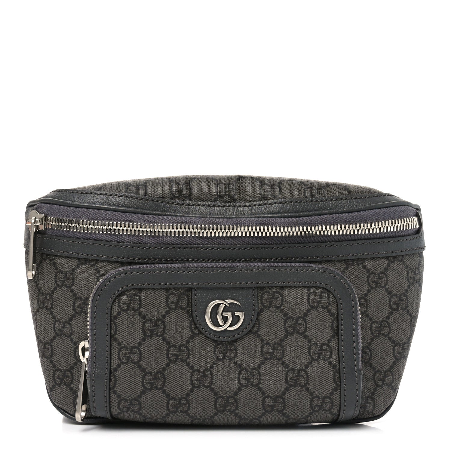 Gucci GG Supreme Monogram Textured Dollar Calfskin Ophidia Belt Bag Grey Black Graphite Grey 1 of 9