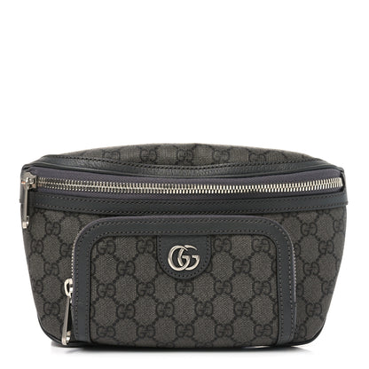 Gucci GG Supreme Monogram Textured Dollar Calfskin Ophidia Belt Bag Grey Black Graphite Grey 1 of 9