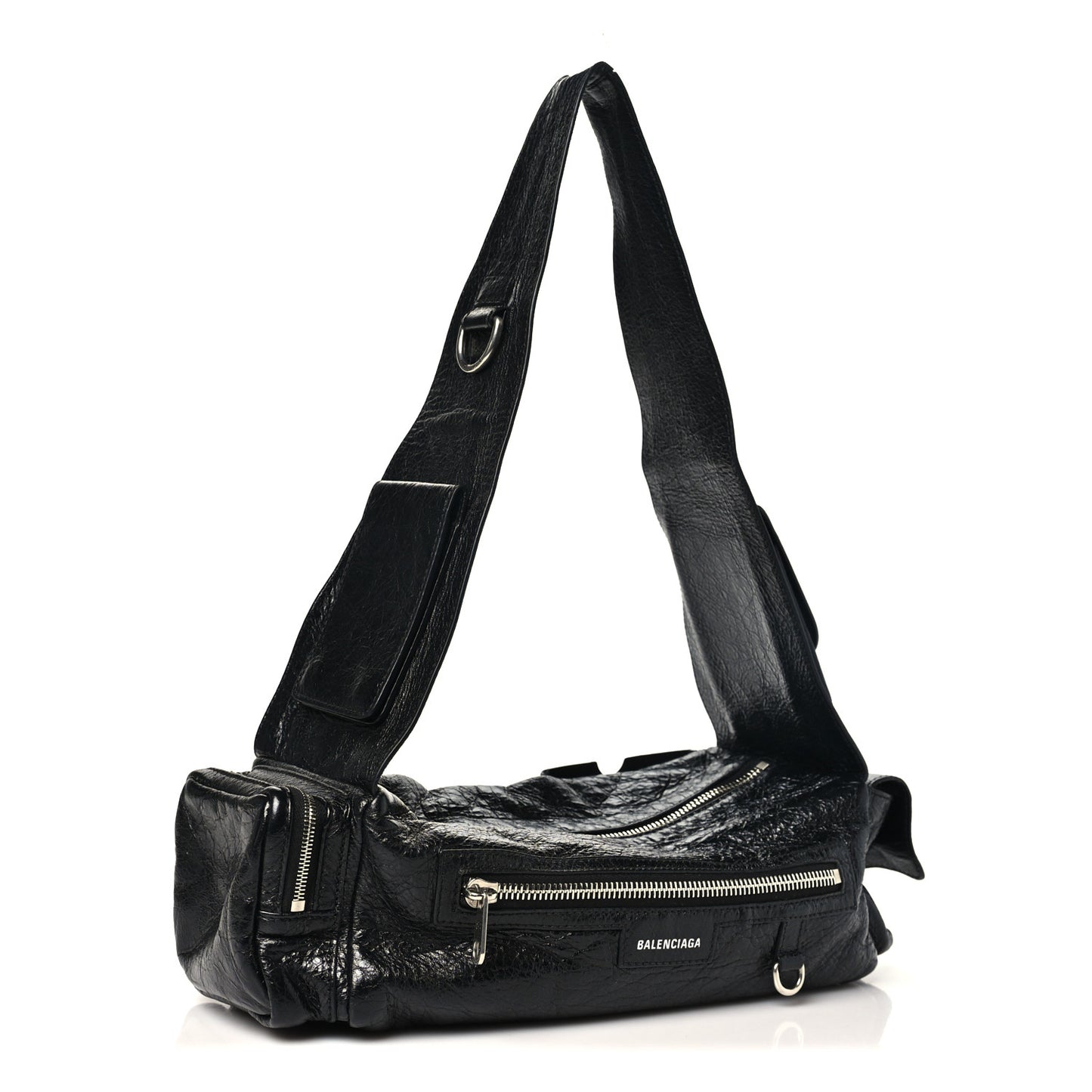Agneau Arena Superbusy XS Sling Zip Shoulder Bag Black