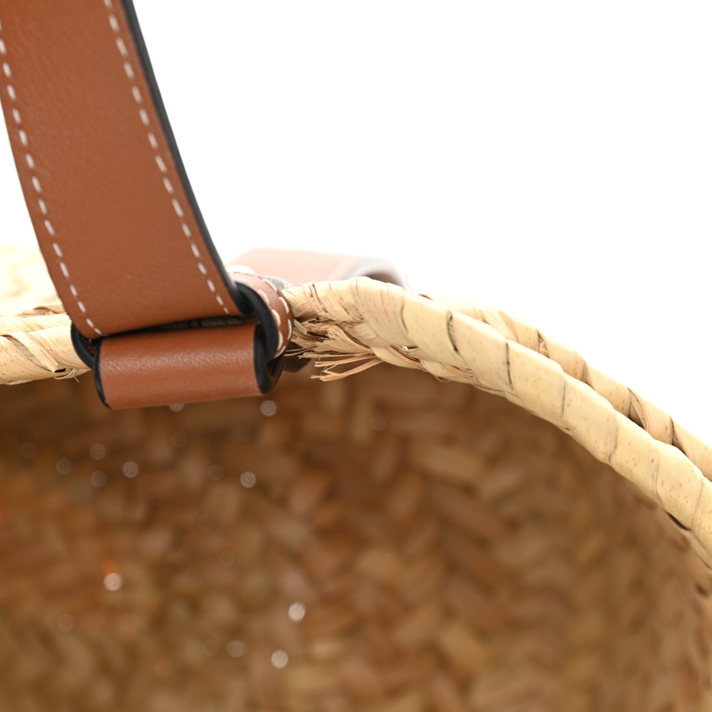 Raffia Small Basket Tote Bag Natural Tan