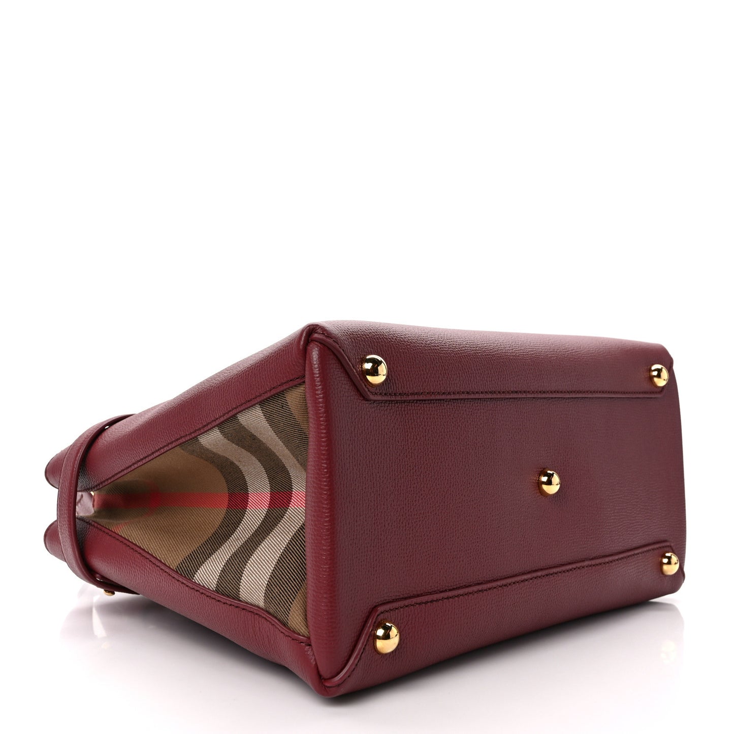 Derby Calfskin House Check Medium Banner Tote Crimson