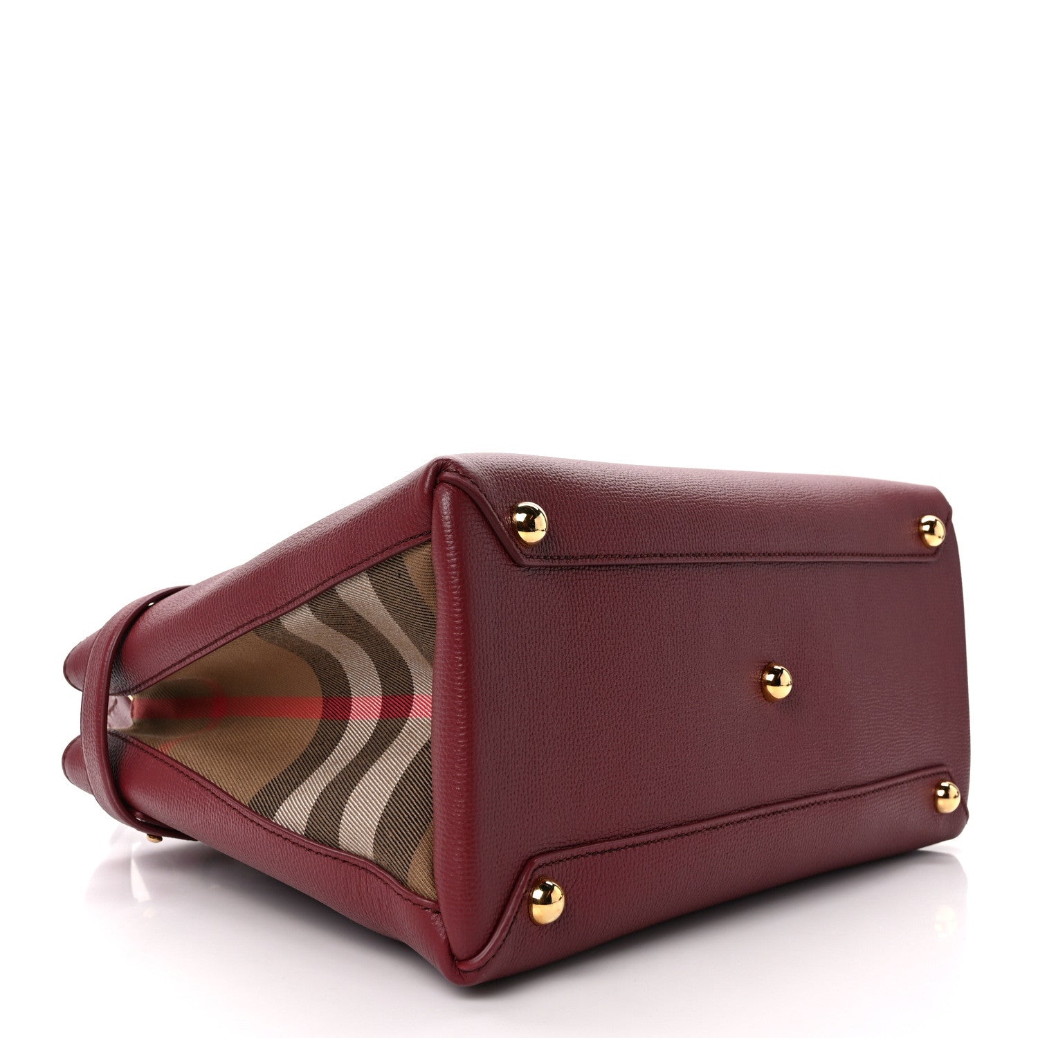 Burberry Derby Calfskin House Check Medium Banner Tote Crimson 4 of 12