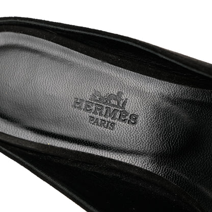 Hermes Satin Suede Goatskin Crystal Roxane Mules 37 Black 7 of 9