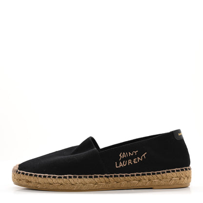 Saint Laurent Canvas Nappa Elba Light Logo Embroidered Espadrilles 40 Black 1 of 9
