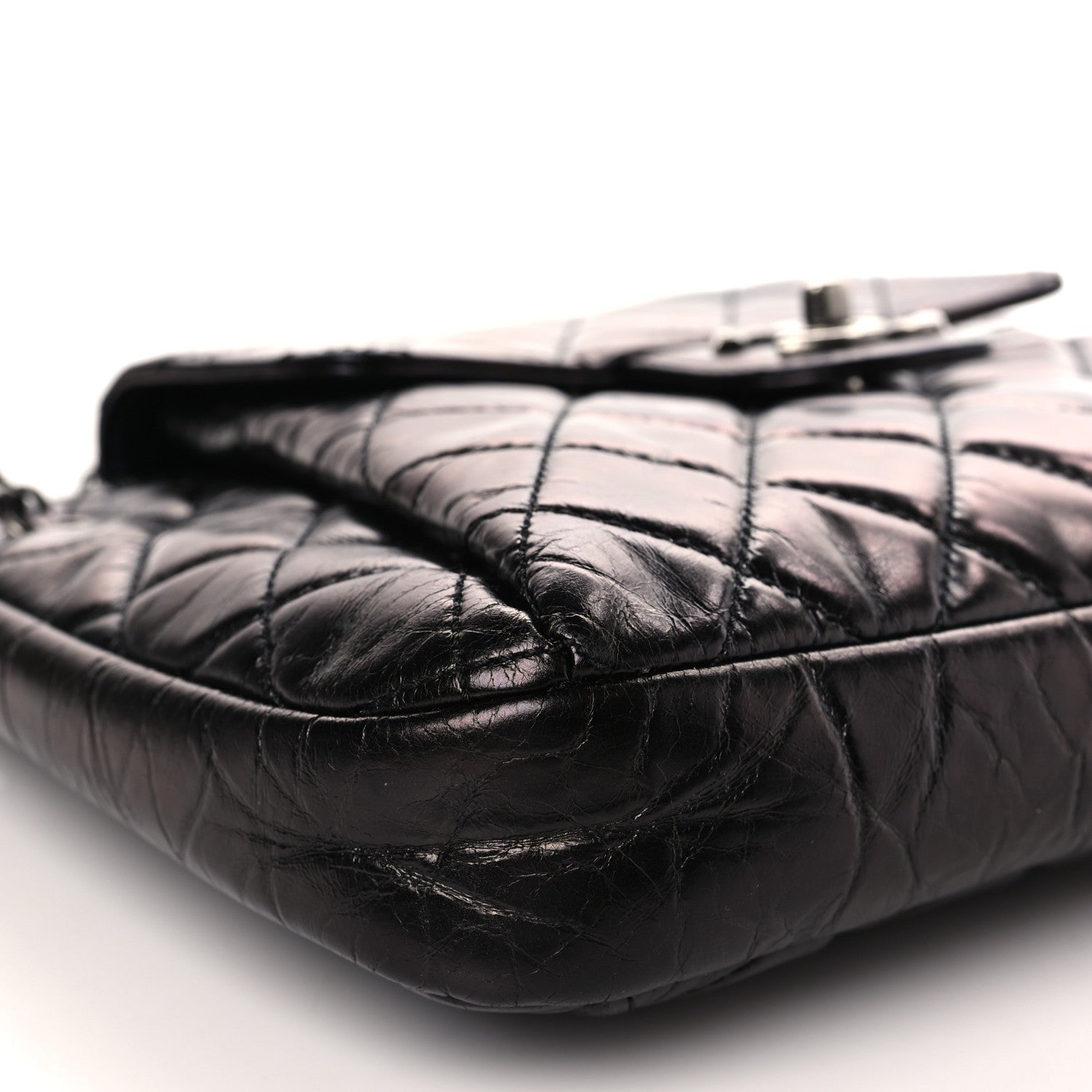 Chanel Glazed Calfskin Quilted Accordion Flap Black 8 of 9
