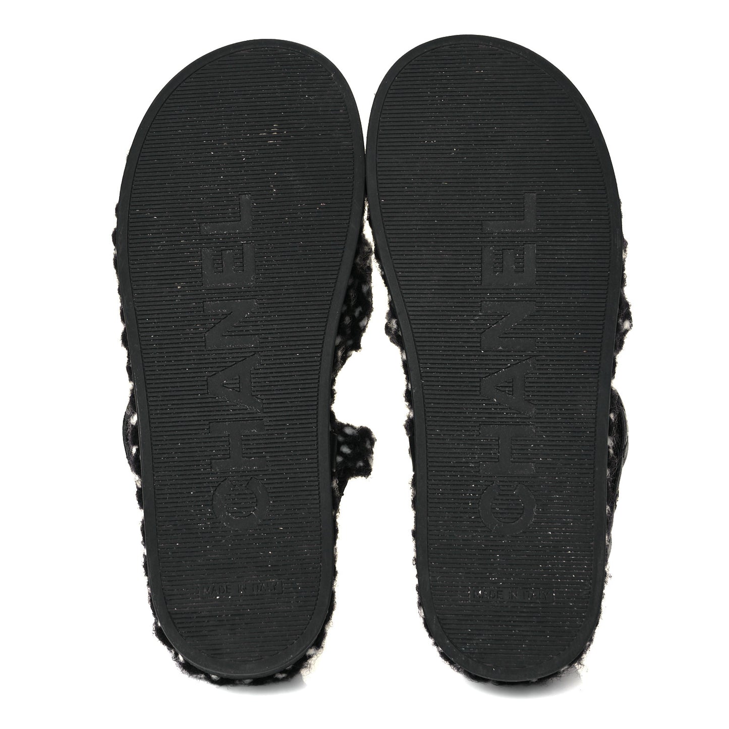 Cord Lambskin Quilted Logo Sandals 37 Black