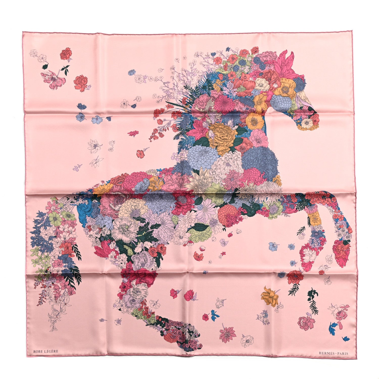 Hermes Silk Twill Robe Legere Scarf 90 Rose Hortensia Bleu 1 of 12