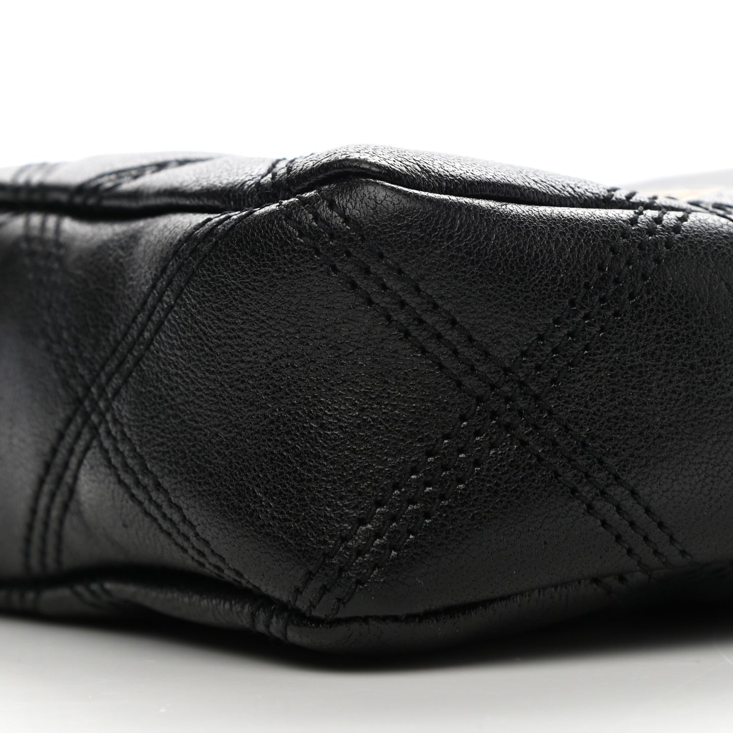 Grained Lambskin Quilted Mini Becky Double Zip Bag Black