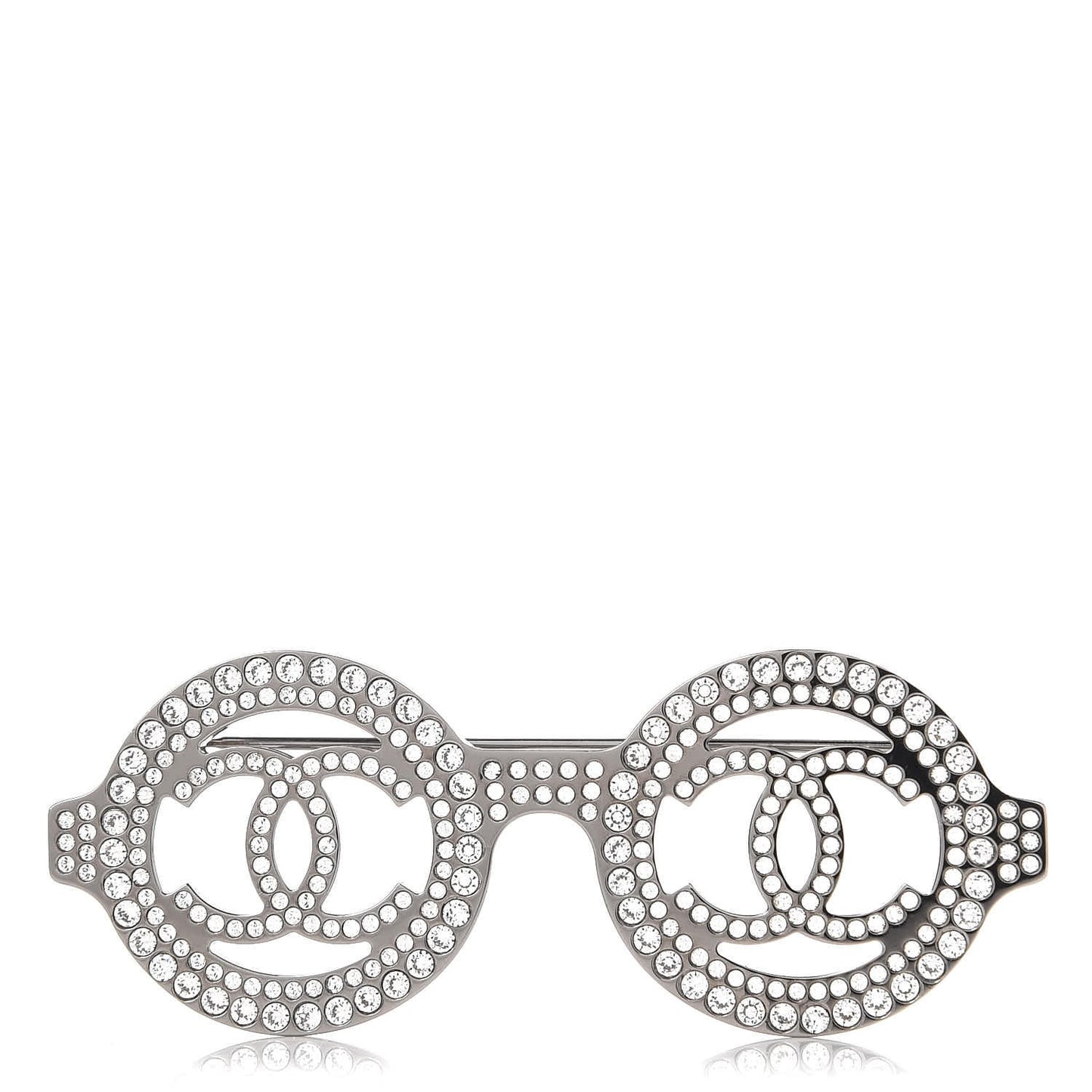 Crystal CC Sunglasses Brooch Silver