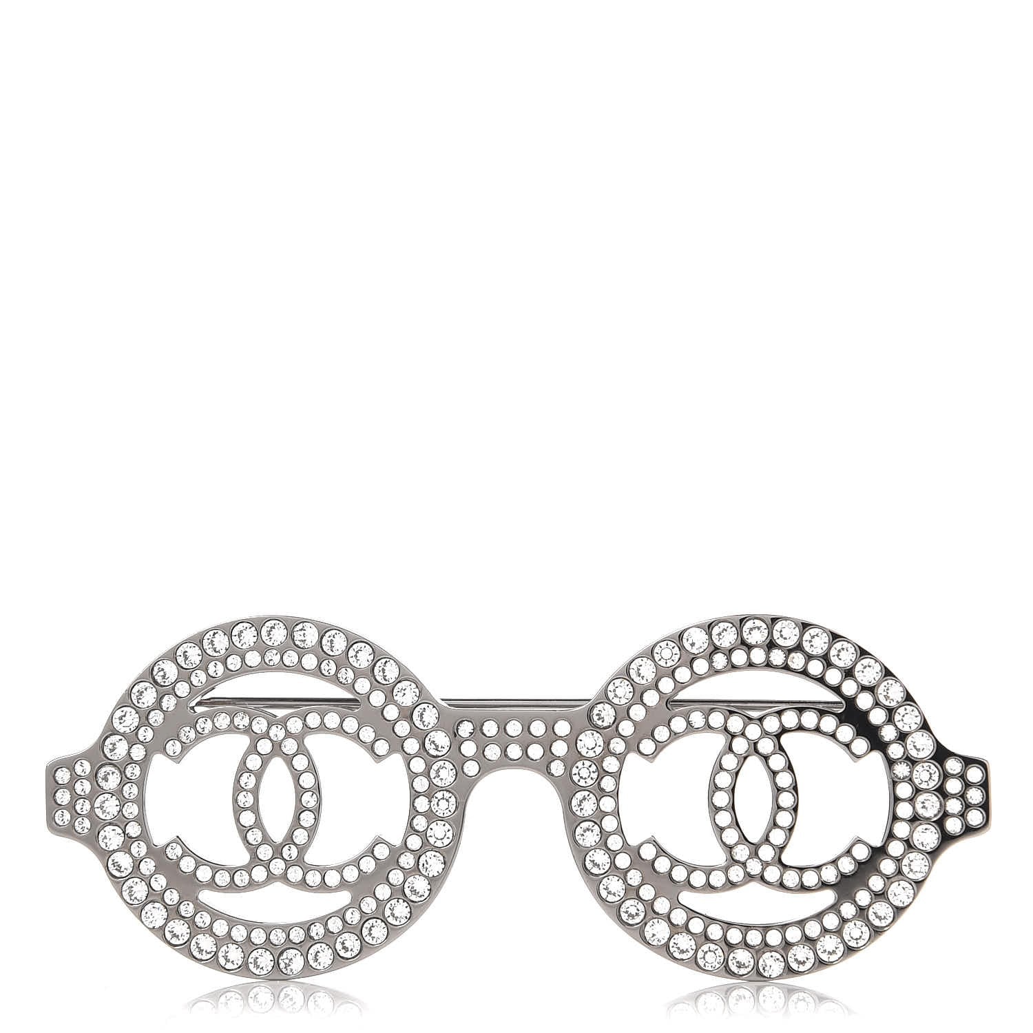 Chanel Crystal CC Sunglasses Brooch Silver 1 of 5