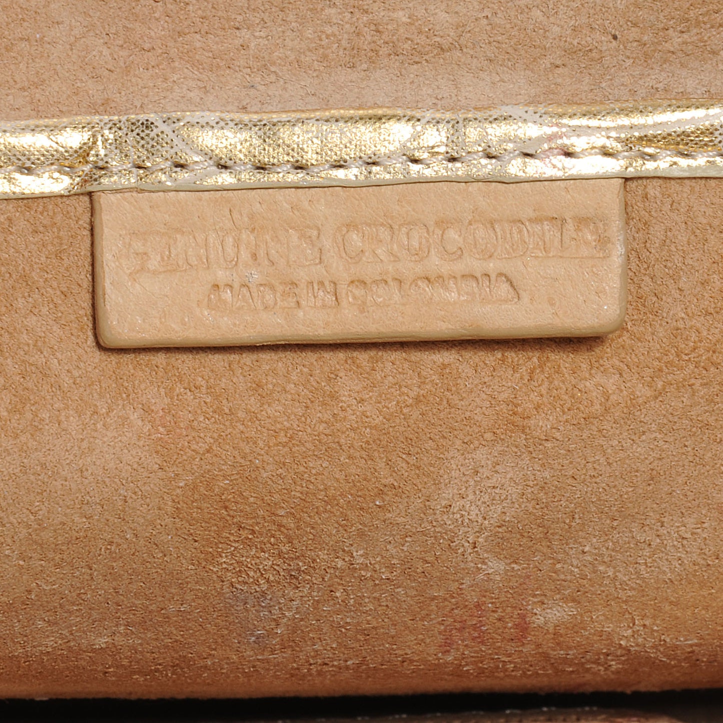 Metallic Crocodile Bar Clutch Gold