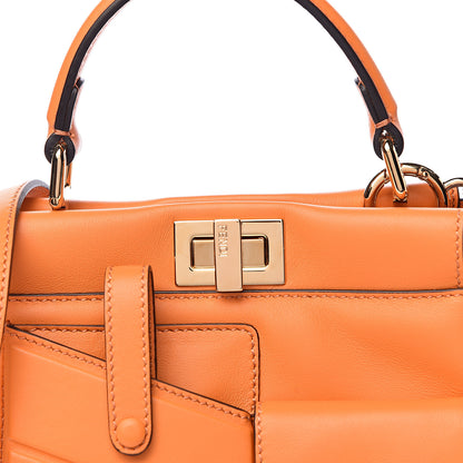 Fendi Vitello Grace Matte Two Pocket Mini Peekaboo Iconic Satchel Aranciata 12 of 12
