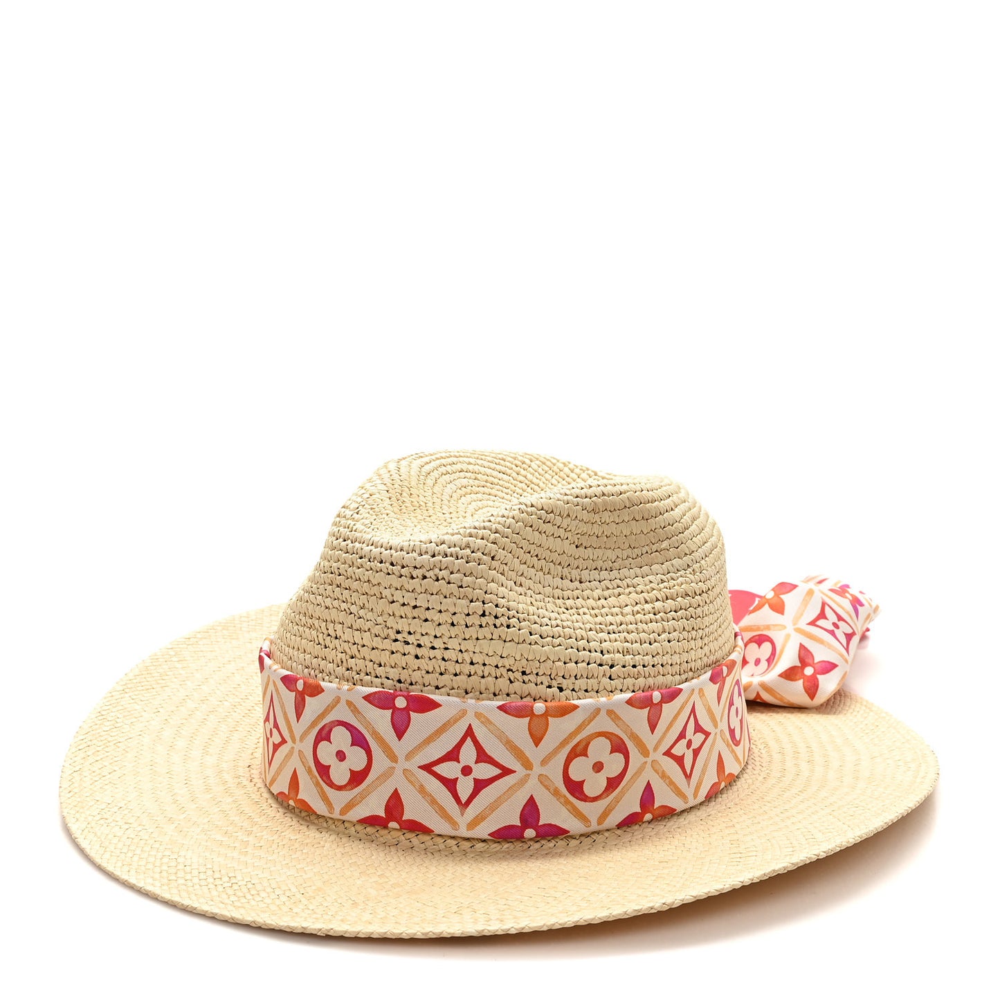 Raffia Monogram Tiles By The Pool Panama Hat Coral
