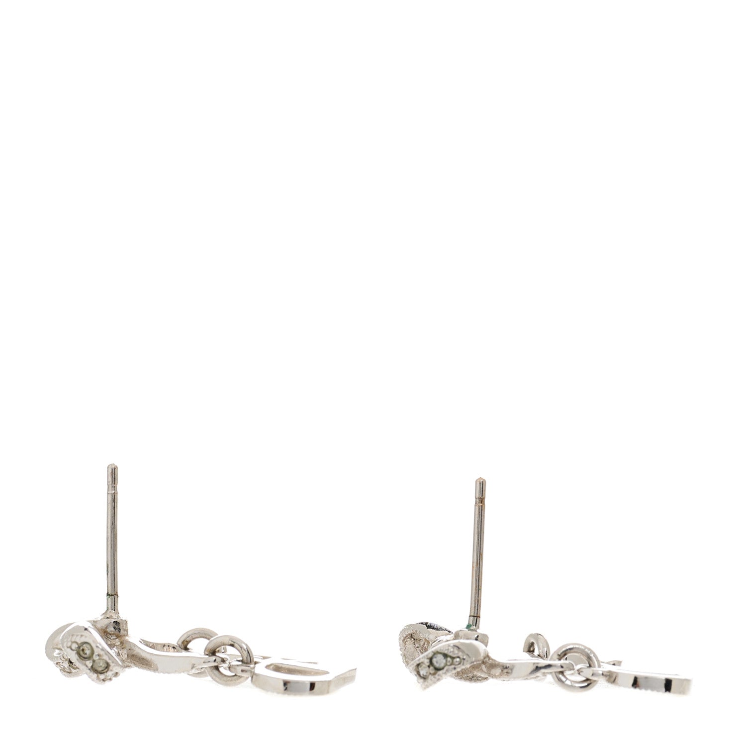 Christian Dior Crystal Bow Earrings Silver 3 of 3
