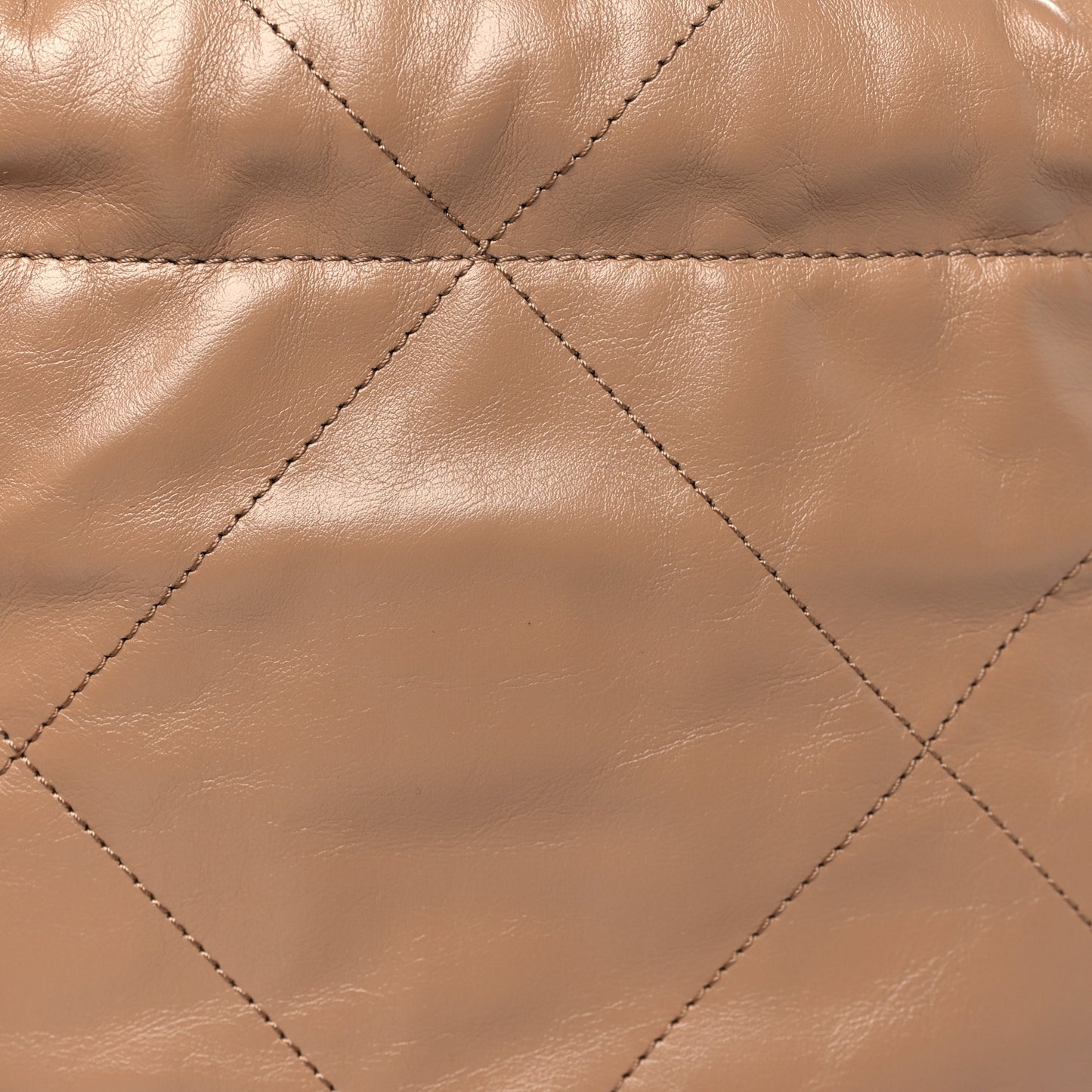 Shiny Calfskin Quilted Mini Chanel 22 Dark Beige