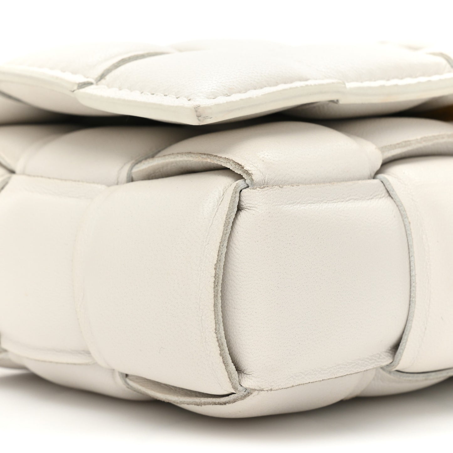 Nappa Maxi Intrecciato Small Padded Cassette Crossbody Bag Chalk