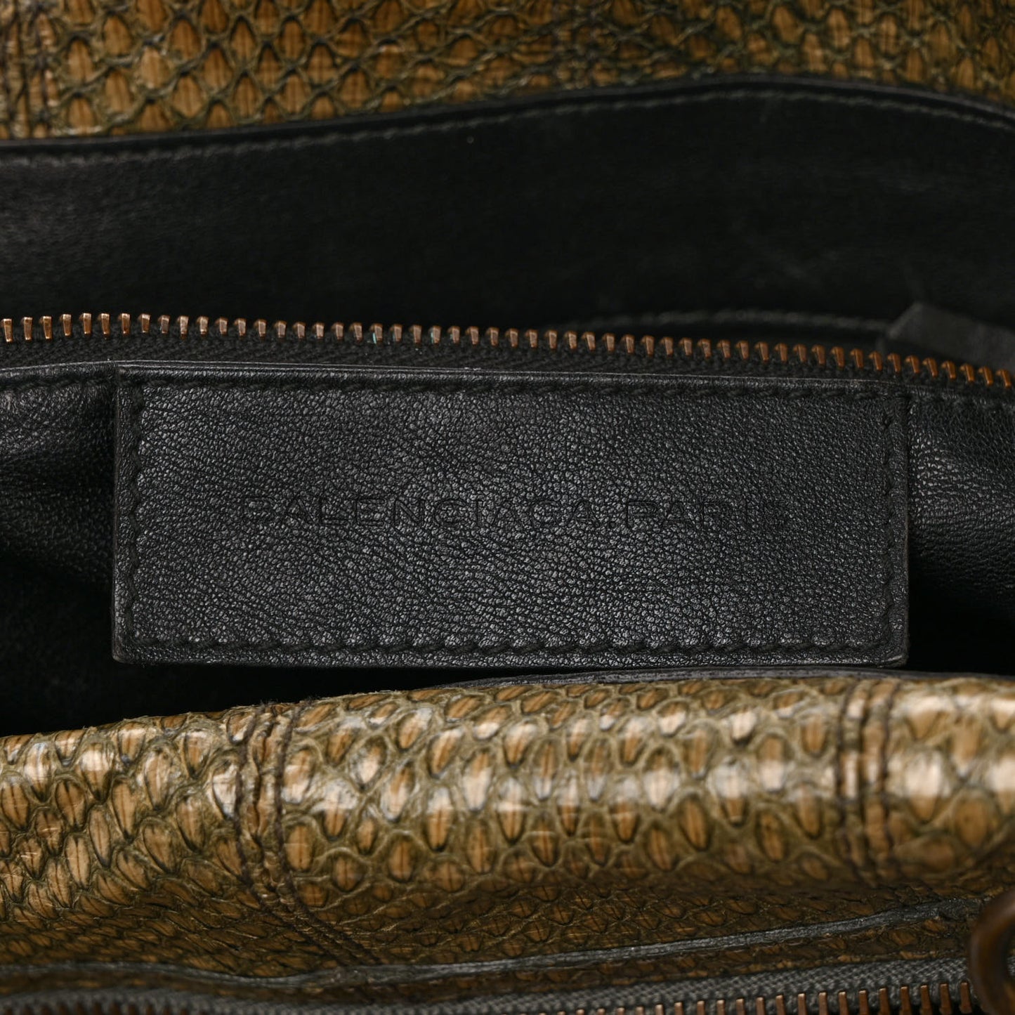Calfskin Snake Effect Classic Hardware Work Green