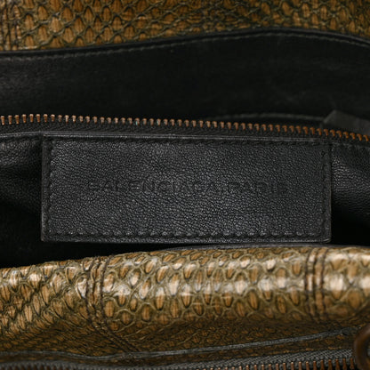 Balenciaga Calfskin Snake Effect Classic Hardware Work Green 6 of 10