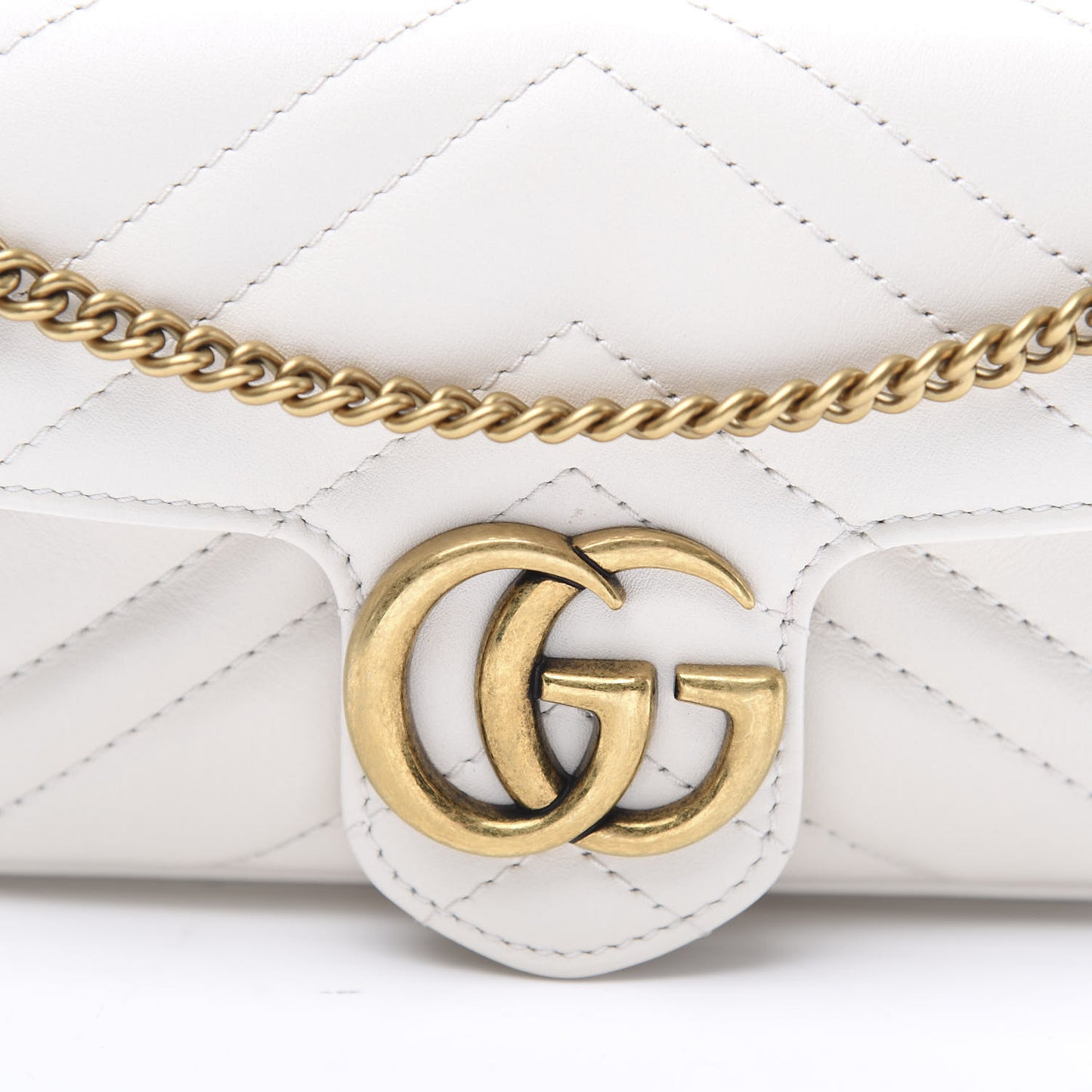 Calfskin Matelasse Super Mini GG Marmont Shoulder Bag White