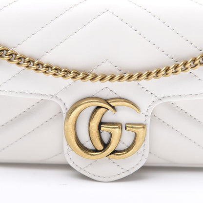 Gucci Calfskin Matelasse Super Mini GG Marmont Shoulder Bag White 9 of 10