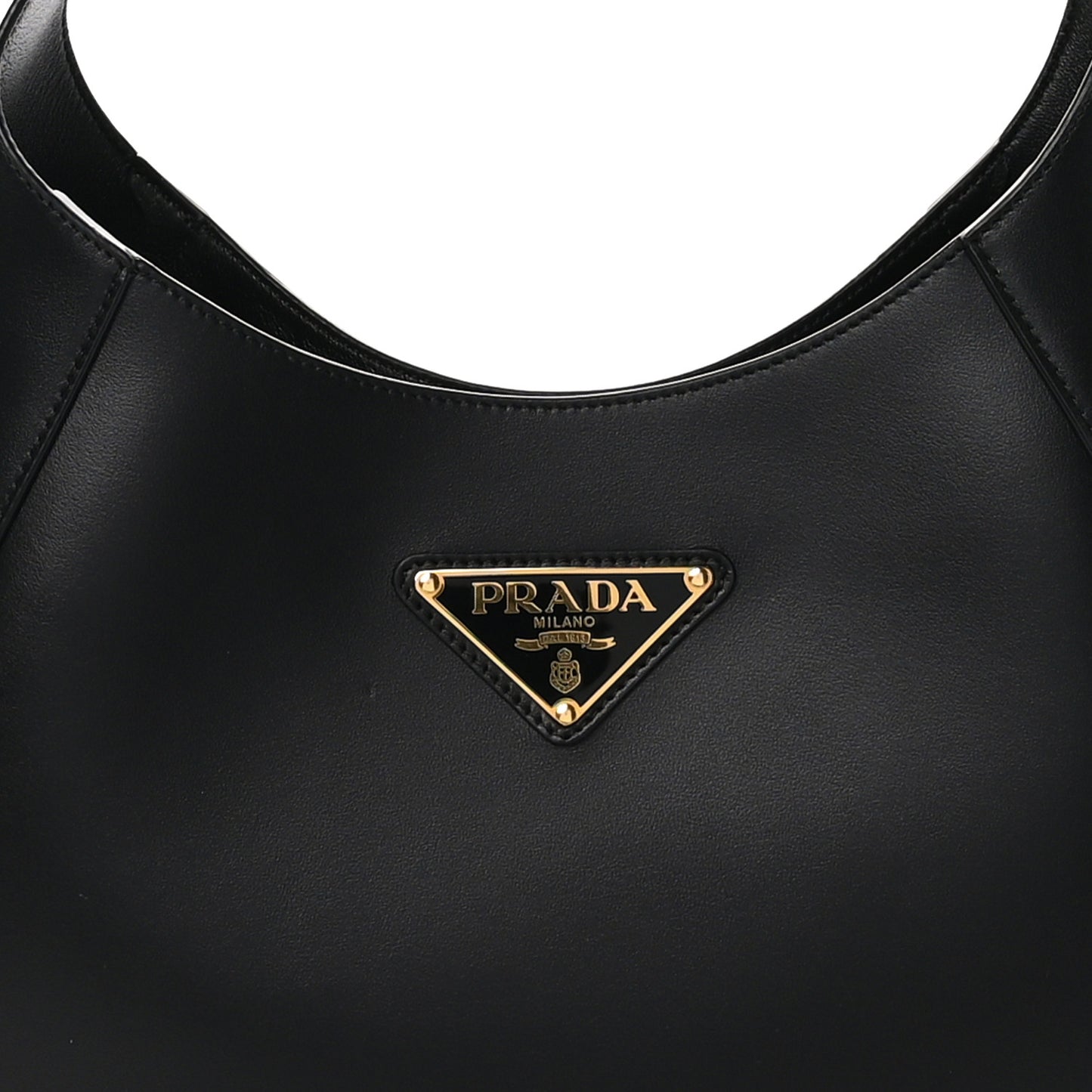 City Calfskin Triangle Large Hobo Shoulder Bag Black