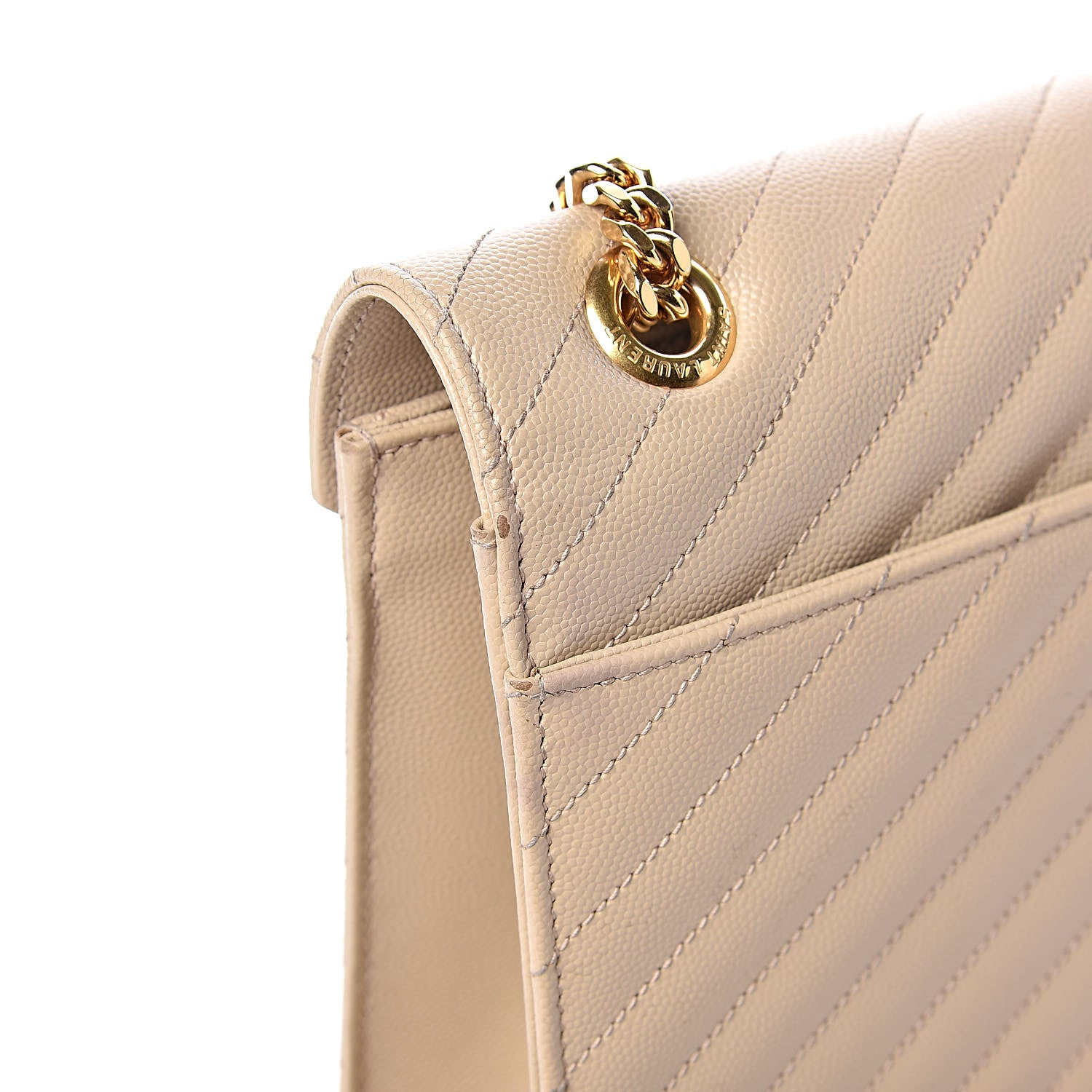 Saint Laurent Grain De Poudre Matelasse Chevron Large Monogram Satchel Nude Powder 15 of 18