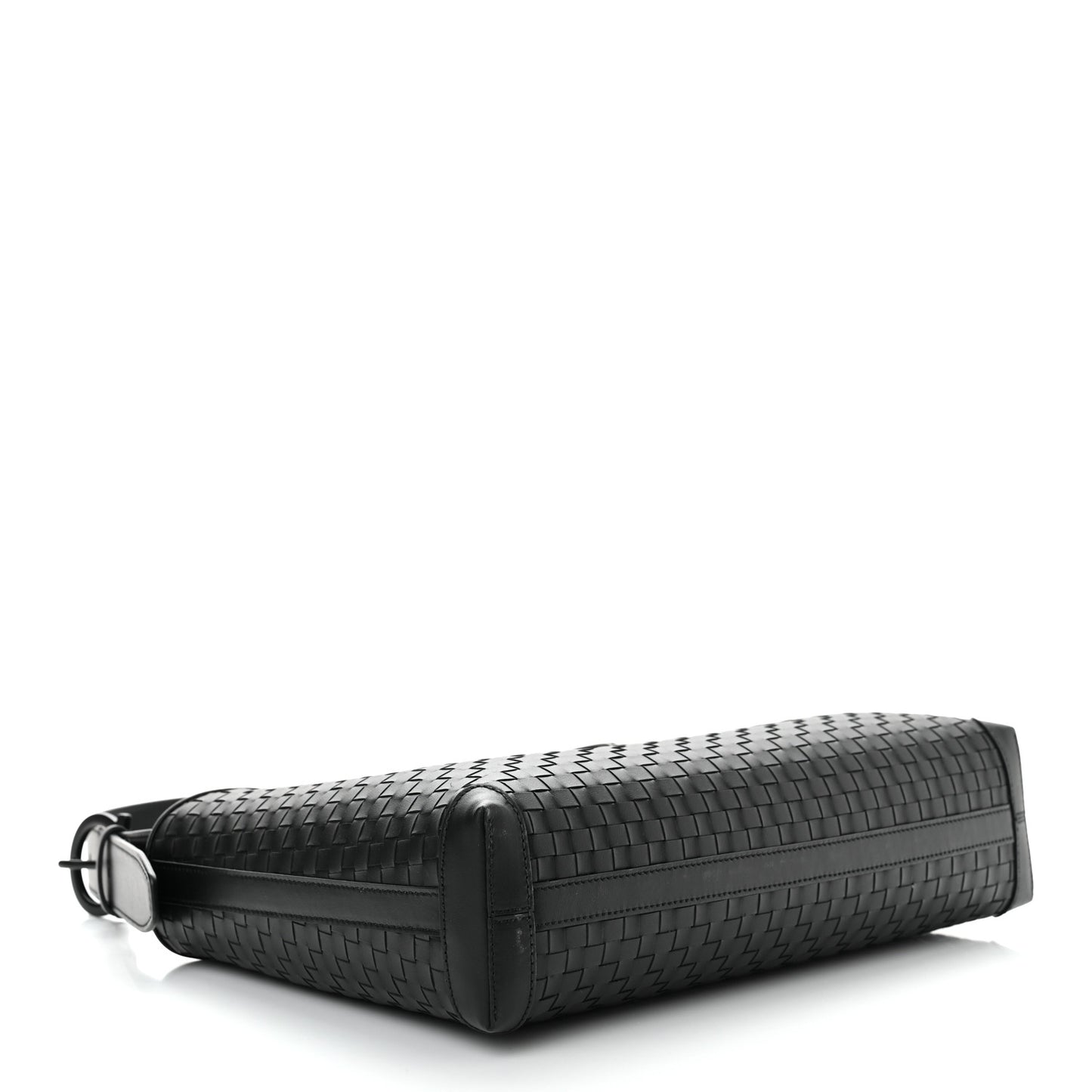 Calfskin Intreccio Trifolio Shoulder Bag Black