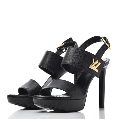 Louis Vuitton Grained Calfskin Horizon Platform Sandals 41 Black 3 of 11