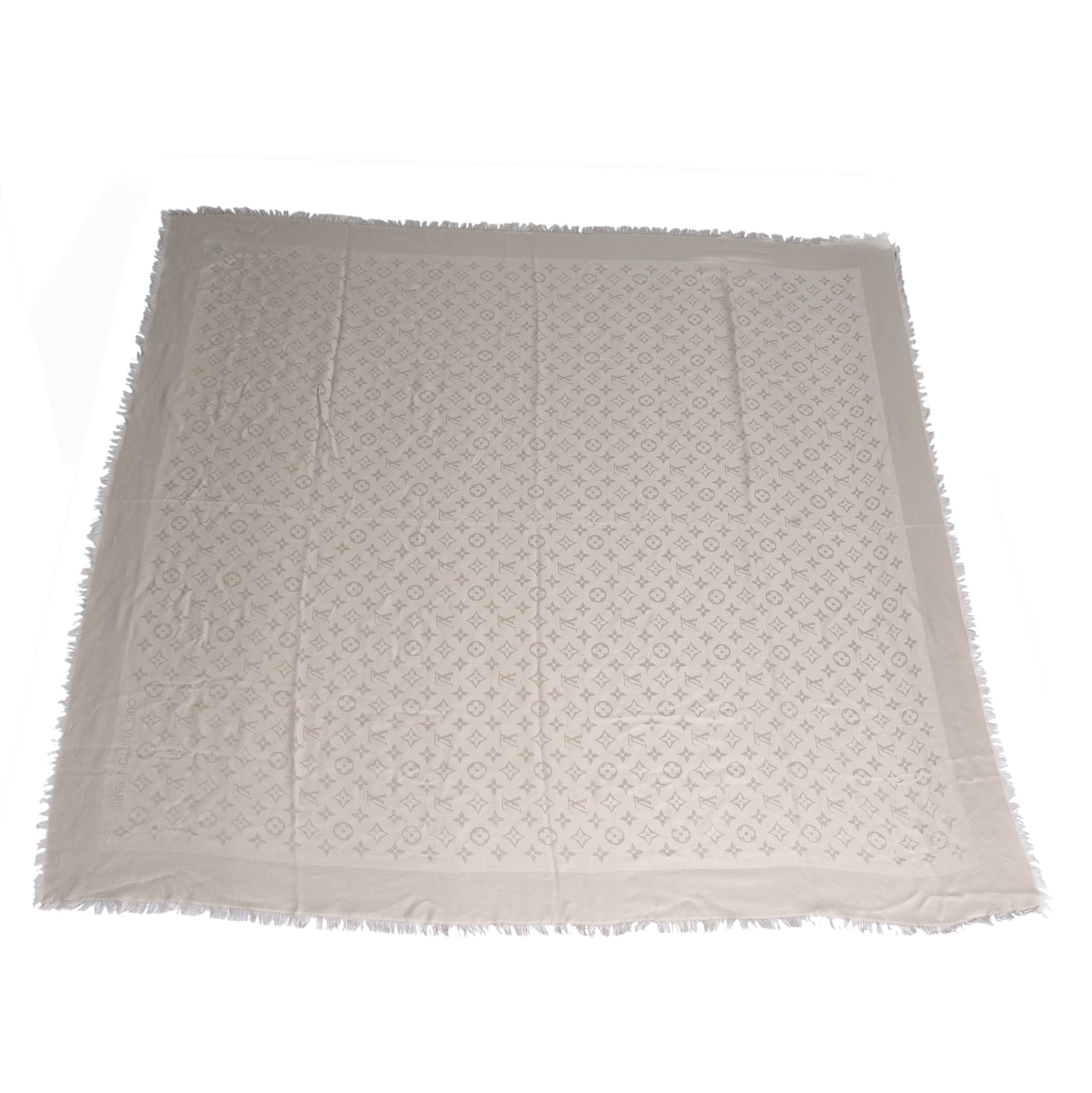 Louis Vuitton Silk Wool Monogram Shawl White 2 of 4