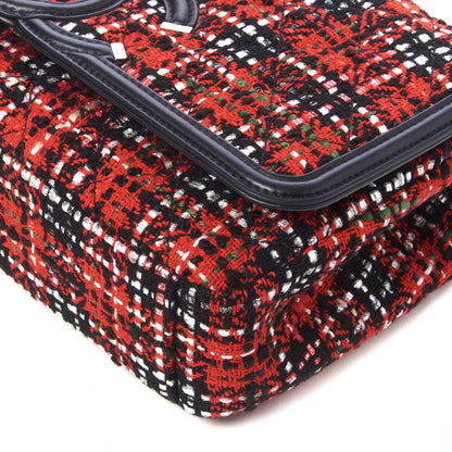 Chanel Tweed Calfskin Quilted Medium CC Filigree Flap Red Black 5 of 10
