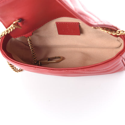 Gucci Calfskin Matelasse Super Mini GG Marmont Shoulder Bag Hibiscus Red 5 of 10