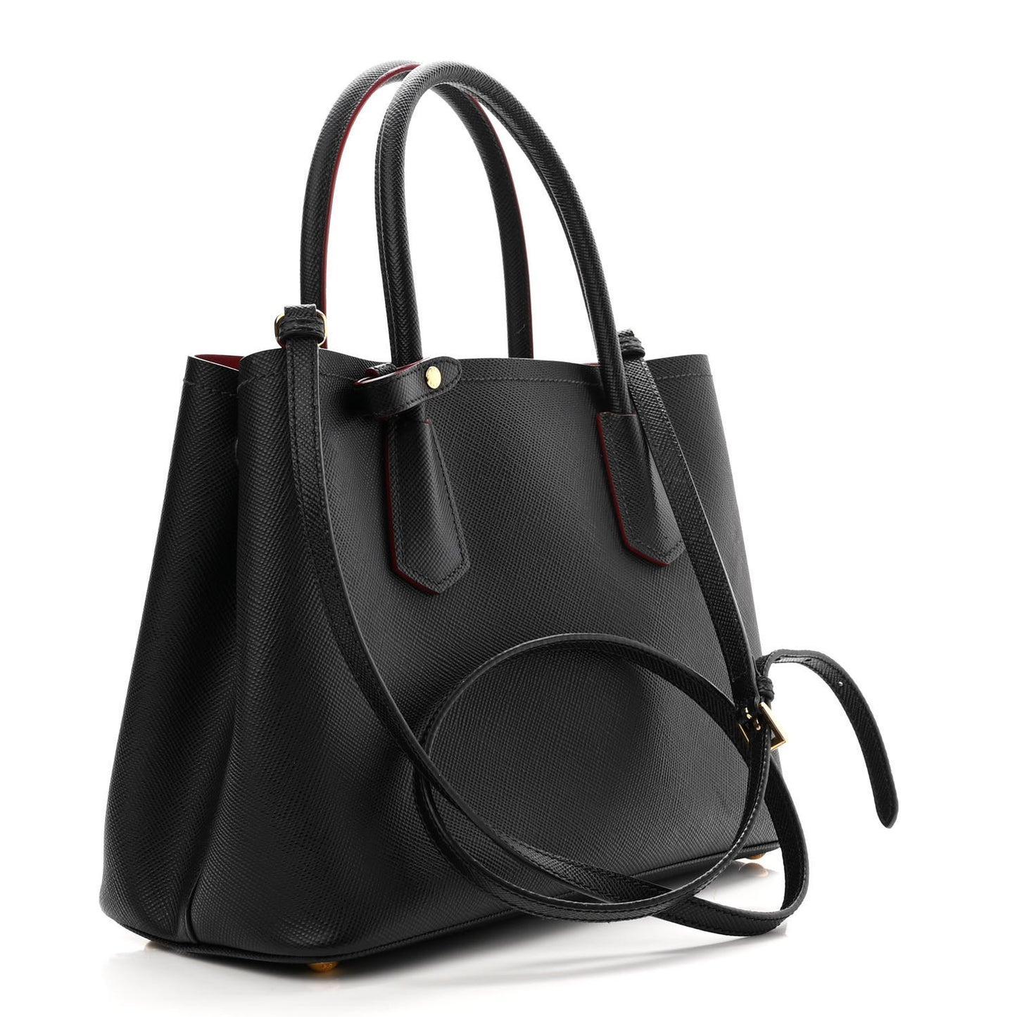 Saffiano Cuir Small Double Bag Black Fuoco
