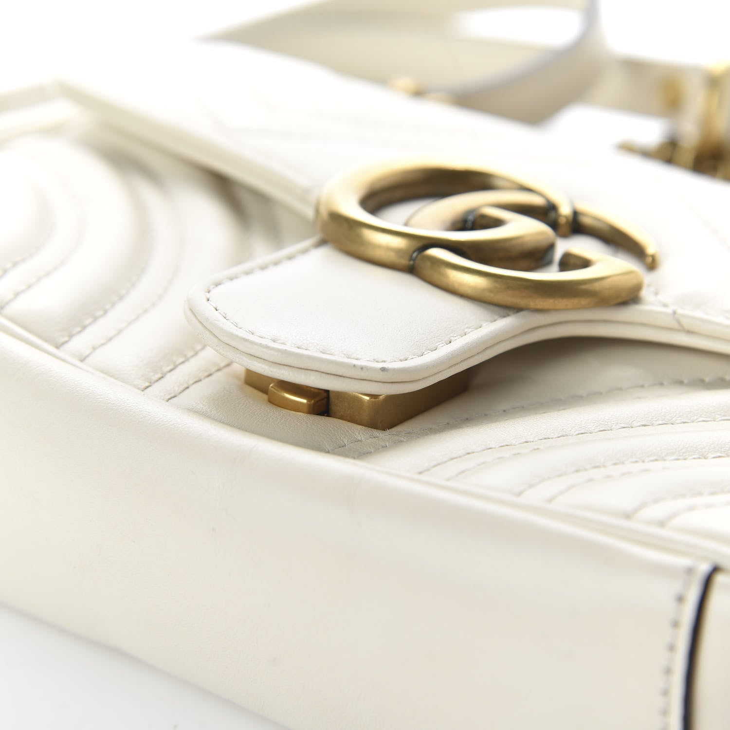 Gucci Calfskin Matelasse Mini GG Marmont Shoulder Bag White 11 of 12