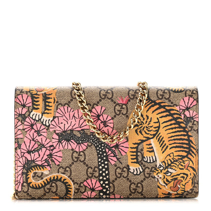 Gucci GG Supreme Monogram Bengal Chain Wallet Beige Pink 1 of 13