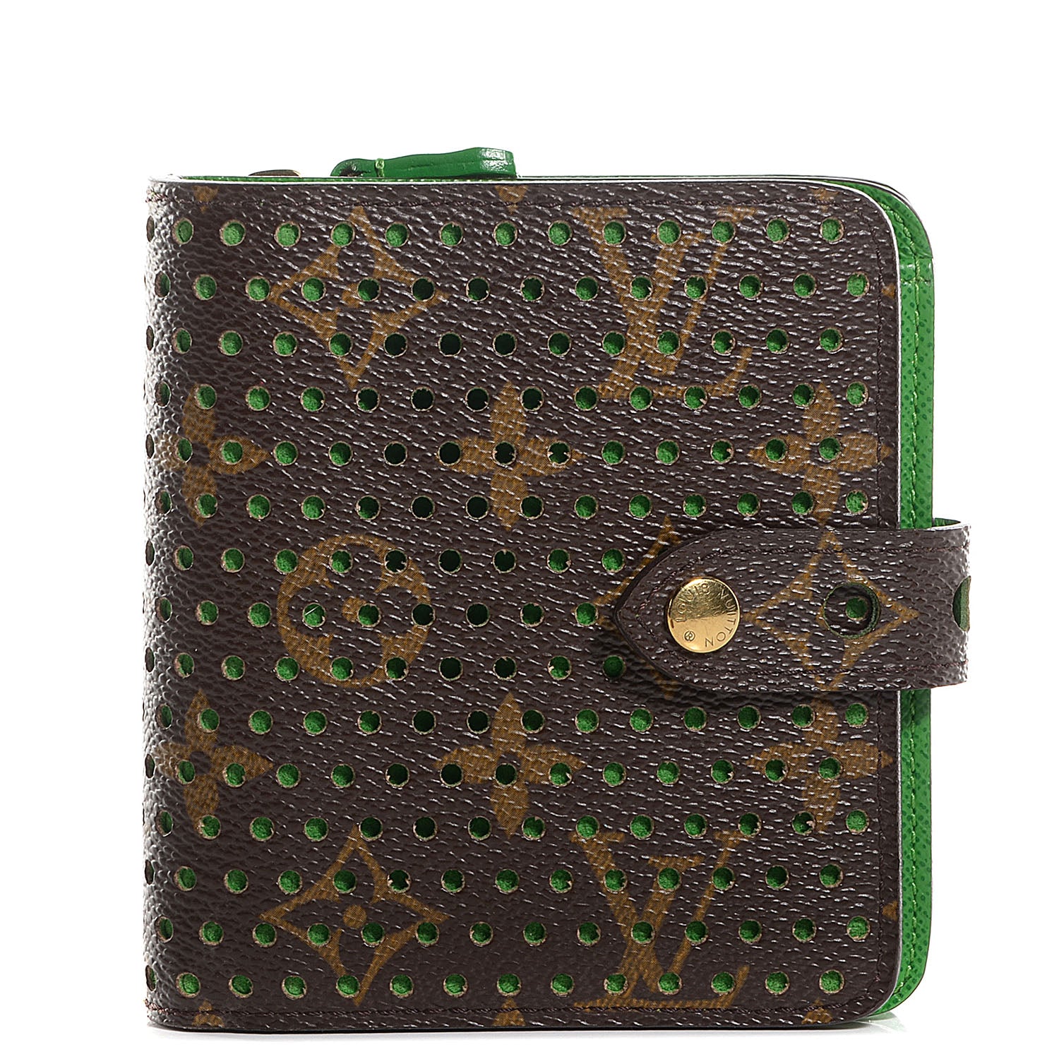 Louis Vuitton Monogram Perforated Compact Zipped Wallet Green 1 of 7