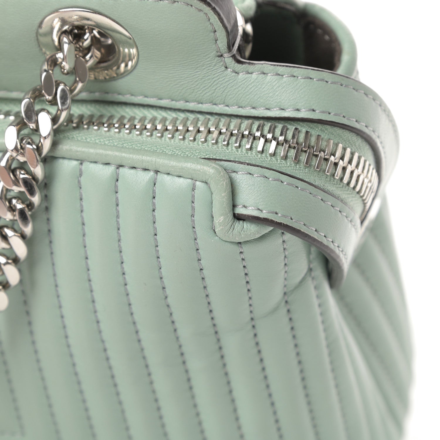 Fendi Shiny Nappa Trapuntata Chain Small DotCom Click Chain Satchel Pale Blue 13 of 15