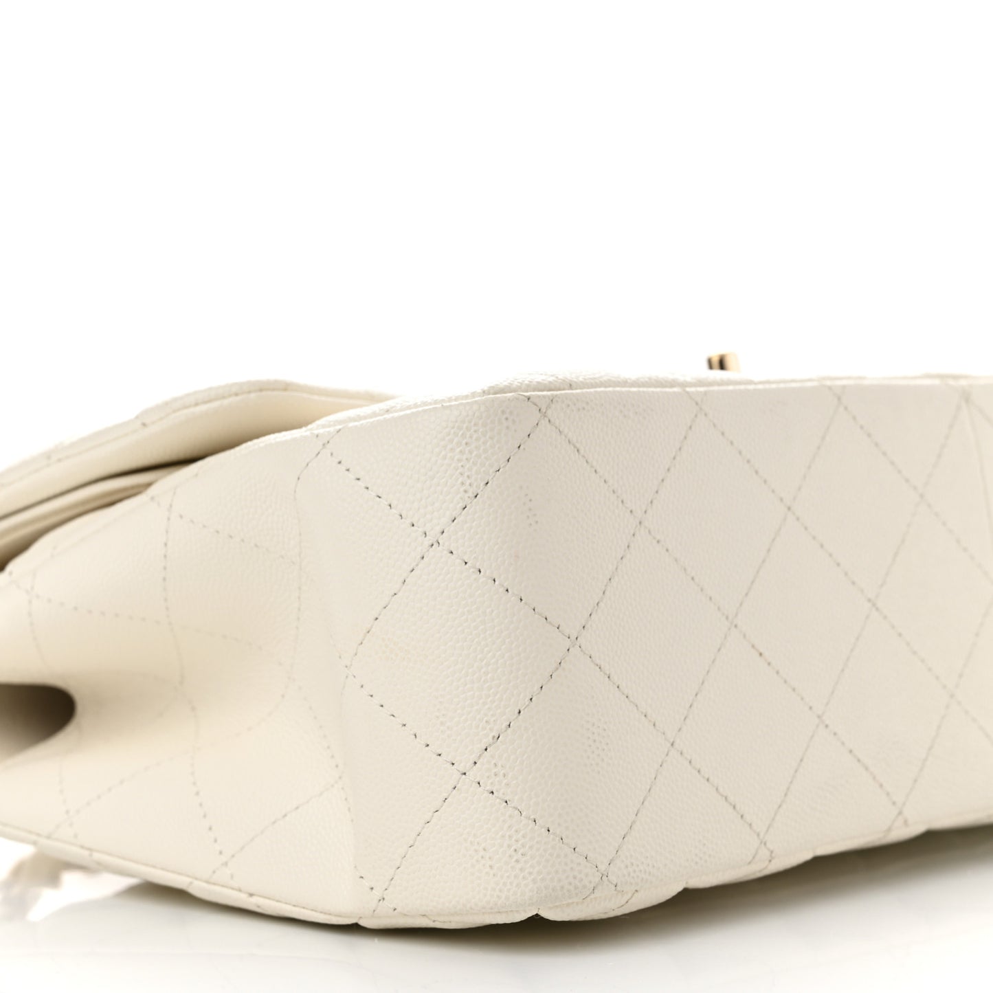 Caviar Quilted Jumbo Double Flap White