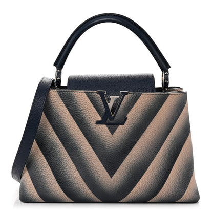 Louis Vuitton Taurillon Chevron Capucines PM Navy 1 of 12