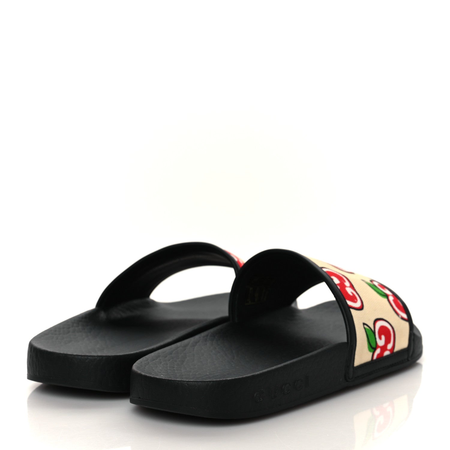 Gucci Canvas GG Apple Slide Sandals 35 Ivory Red Black 4 of 8
