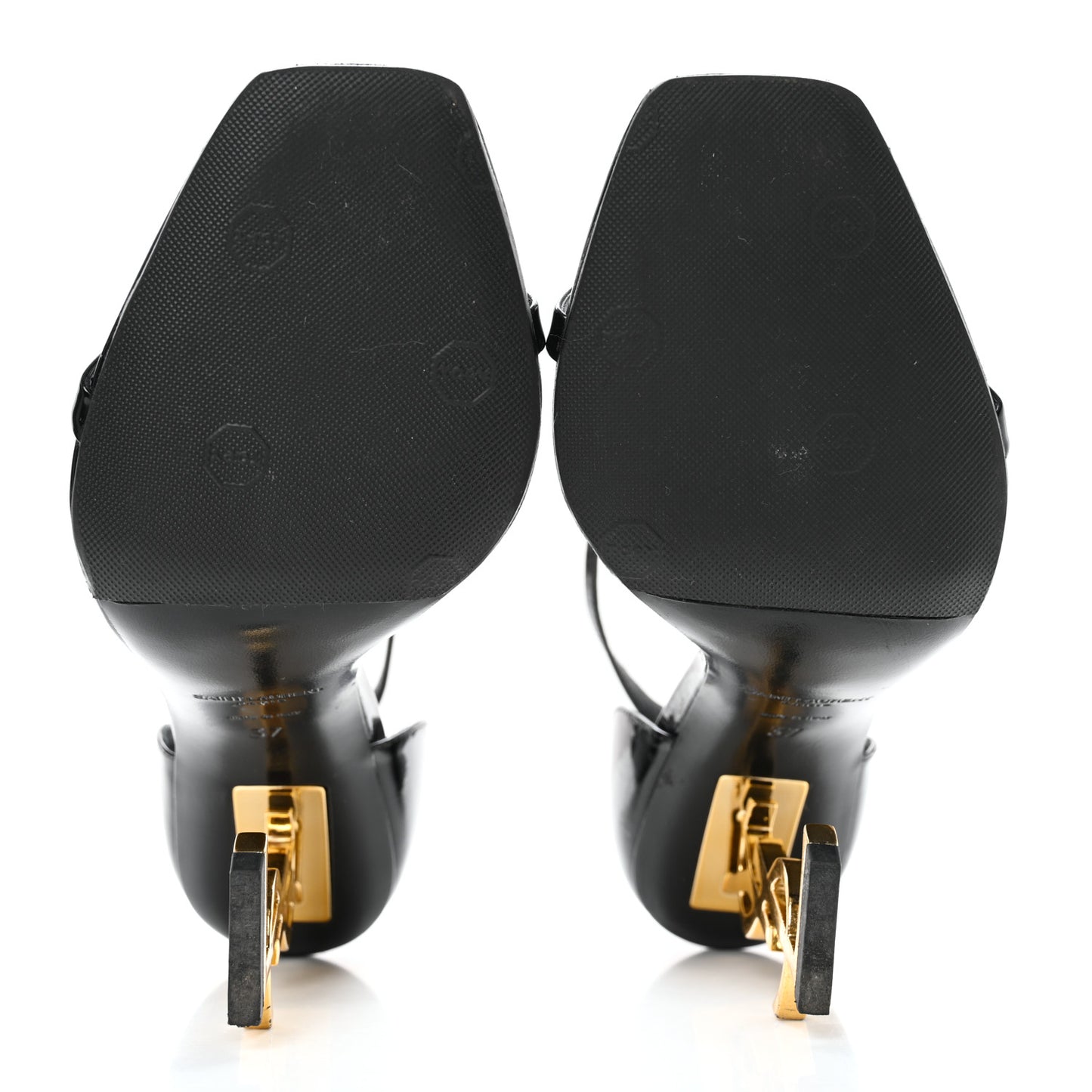 Patent Calfskin Opyum 110 Sandals 37 Black Gold